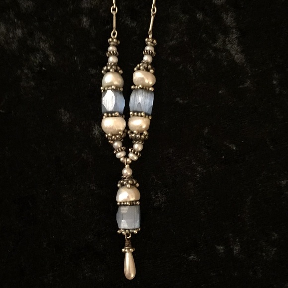 Silver, Pearl, Czech Glass Necklace and Earrings - Picture 2 of 4